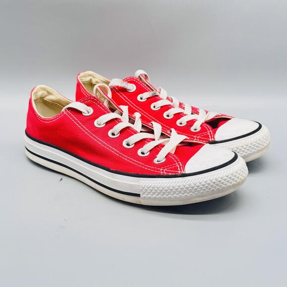 Converse Shoes Womens 6.5 Red Canvas Chuck Taylor All Star Low Top Sneakers - Picture 2 of 12